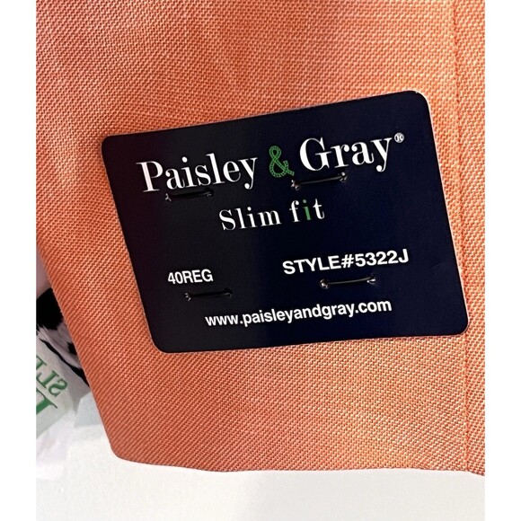 Paisley & Gray Men’s Slim Fit Grosvenor Peak Tuxedo Jacket Blazer Orange 40R - Picture 7 of 15